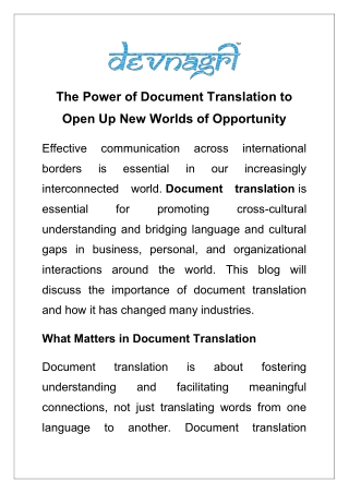 The Power of Document Translation to Open Up New Worlds of Opportunity