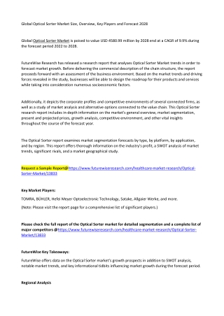 Global Optical Sorter Market Size, Overview, Key Players and Forecast 2028