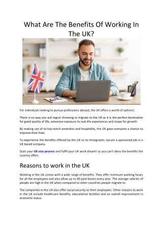 What Are The Benefits Of Working In The UK