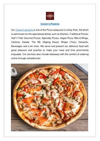 Up to 10% offer now - Craver's pizzeria Unley Park menu