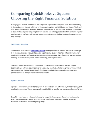 Comparing QuickBooks vs Square- Choosing the Right Financial Solution