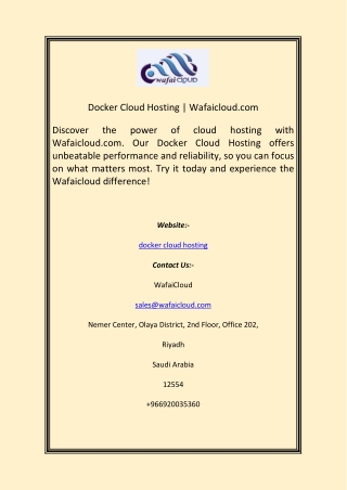 Docker Cloud Hosting  Wafaicloud com