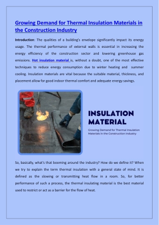 Growing Demand for Thermal Insulation Material in the Construction Industry