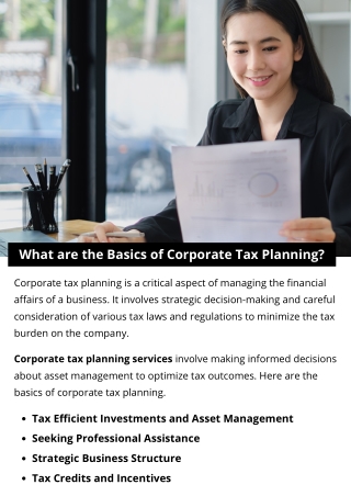 What are the Basics of Corporate Tax Planning?