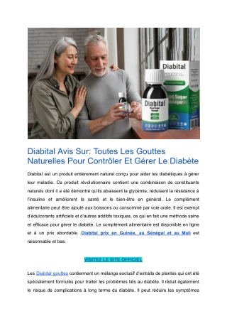 Diabital Avis Sur_ Toutes Les Gouttes Naturelles Pour Contrôler Et Gérer Le Diabète