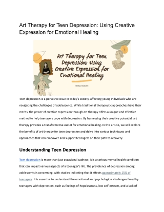 Art Therapy for Teen Depression_ Using Creative Expression for Emotional Healing