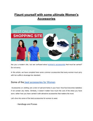 Flaunt yourself with some ultimate Women's Accessories