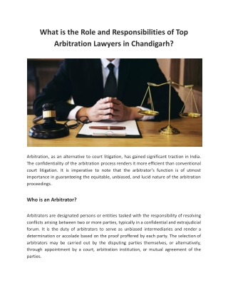 What is the Role and Responsibilities of Top Arbitration Lawyers in Chandigarh_