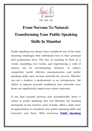 Public Speaking Courses In Mumbai Call-7428590012