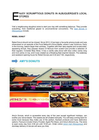 E NJOY SCRUMPTIOUS DONUTS IN ALBUQUERQUE'S LOCAL STORES