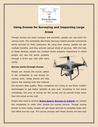 Using Drones for Surveying and Inspecting Large Areas