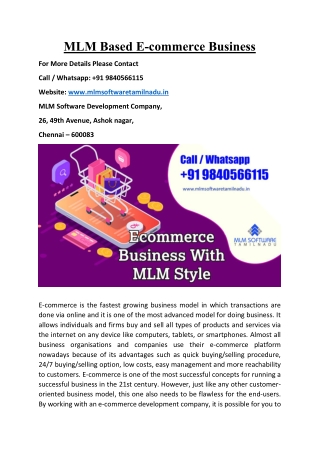 E-Commerce Business with MLM Style