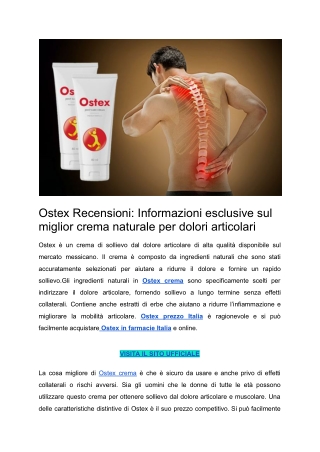 Ostex Recensioni_ Informazioni esclusive sul miglior crema naturale per dolori articolari