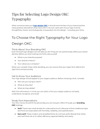 2023 - Tips for Selecting Logo Design OKC Typography