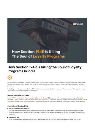 How Section 194R is Killing the Soul of Loyalty Programs in India - Almond Solutions