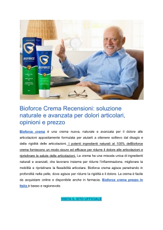 Bioforce Crema Recensioni_ soluzione naturale e avanzata per dolori articolari, opinioni e prezzo