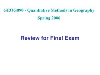 Review for Final Exam