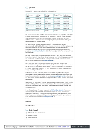 How much is 1 year courses in the UK for Indian students