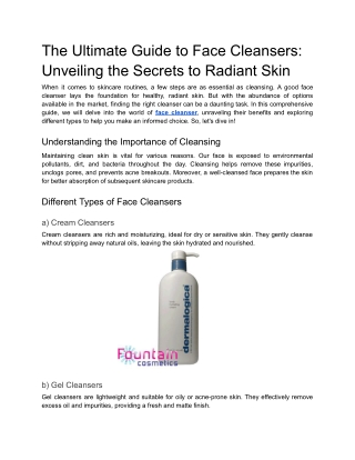 The Ultimate Guide to Face Cleansers_ Unveiling the Secrets to Radiant Skin