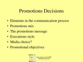 Promotions Decisions