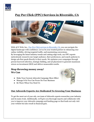 Pay Per Click (PPC) Services in Riverside, CA