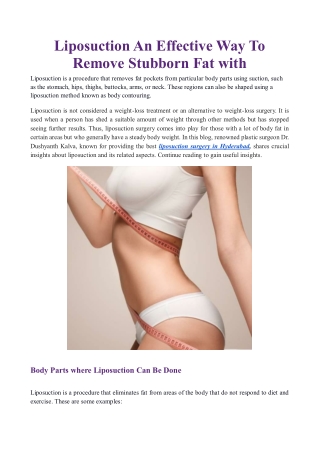 Liposuction An Effective Way To Remove Stubborn Fat with