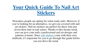 Your Quick Guide To Nail Art Stickers
