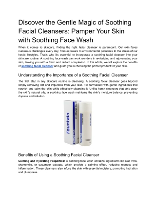 Discover the Gentle Magic of Soothing Facial Cleansers_ Pamper Your Skin with Soothing Face Wash