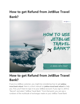 How to get Refund from JetBlue Travel Bank