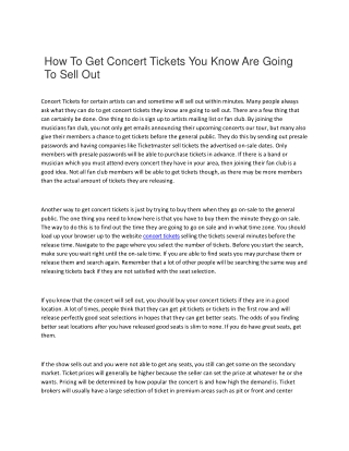 How To Get Concert Tickets You Know Are Going To Sell Out