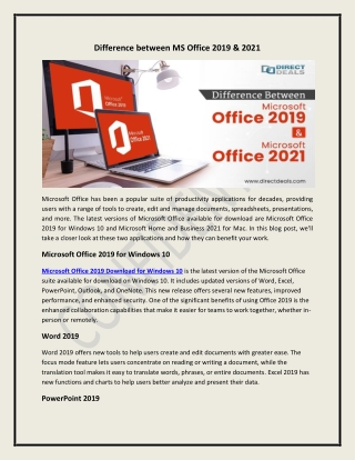 Difference between MS Office 2019 & 2021