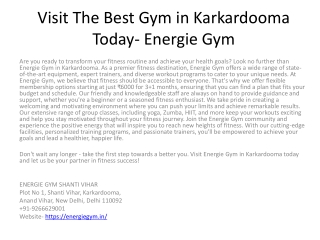 Visit The Best Gym in Karkardooma Today- Energie