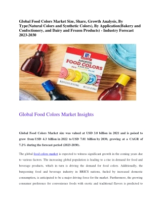 Global Food Colors Market