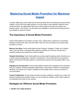 Mastering Social Media Promotion for Maximum Impact