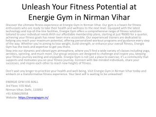 Unleash Your Fitness Potential at Energie Gym in