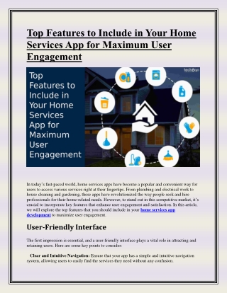 Top Features to Include in Your Home Services App for Maximum User Engagement