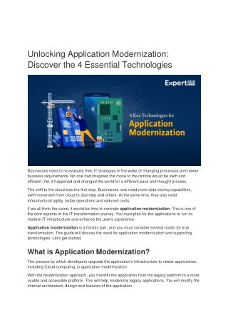 Unlocking Application Modernization_ Discover the 4 Essential Technologies