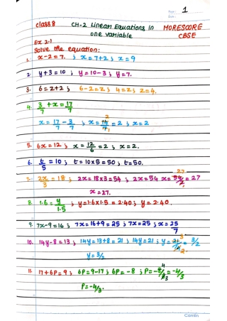 class 8  ncert chapter 2. Linear equations in one variable  Ex 2.1 and 2.2