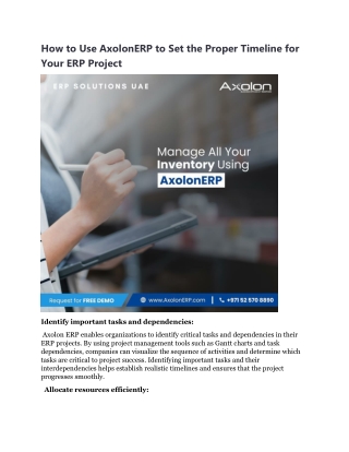 How to Use AxolonERP to Set the Proper Timeline for Your ERP Project