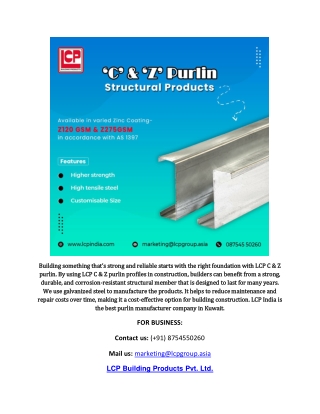 C & Z Purlin Manufacturer in Kuwait