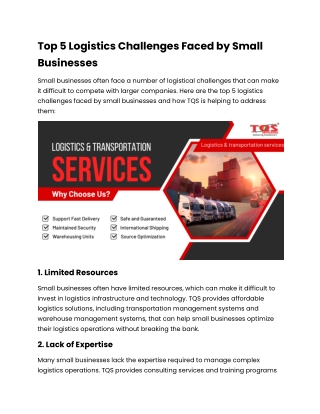 Top 5 Logistics Challenges Faced by Small Businesses.docx