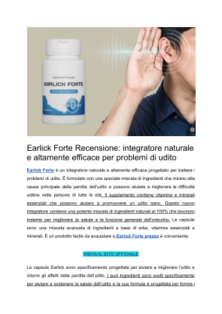 Earlick Forte Recensione_ integratore naturale e altamente efficace per problemi di udito