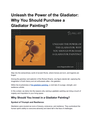 Unleash the Power of the Gladiator_ Why You Should Purchase a Gladiator Painting