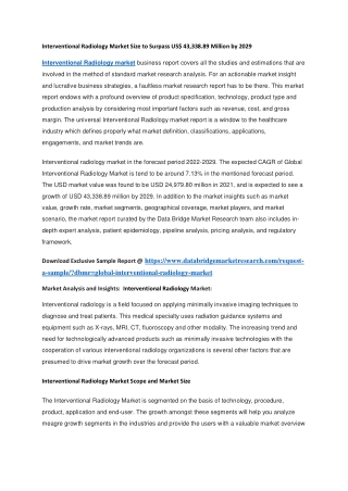 Interventional Radiology Market Size to Surpass US 43,338.89 Million by 2029