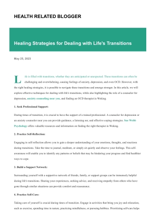 Healing Strategies for Dealing with Life's Transitions