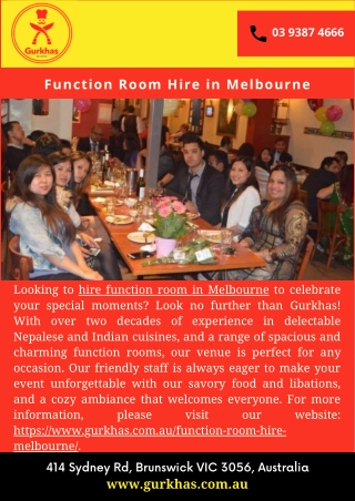 Function Room Hire in Melbourne