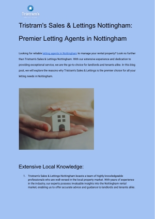 Tristram's Sales & Lettings Nottingham_ Premier Letting Agents in Nottingham