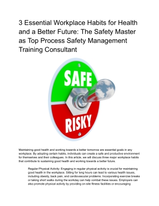 3 Essential Workplace Habits for Health and a Better Future_ The Safety Master as Top Process Safety Management Training