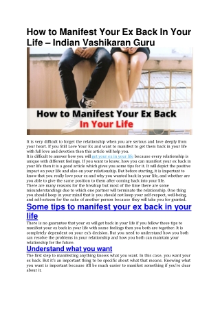 How to Manifest Your Ex Back In Your Life – Indian Vashikaran Guru