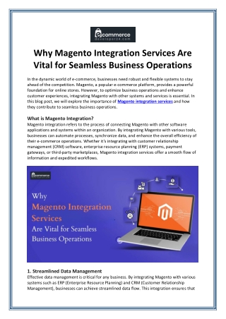 Why Magento Integration Services Are Vital for Seamless Business Operations